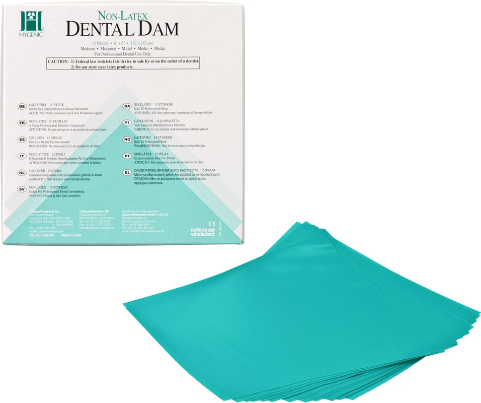 HYGENIC® Dental Dam Non-Latex Packung 15 Stück Erwachsene