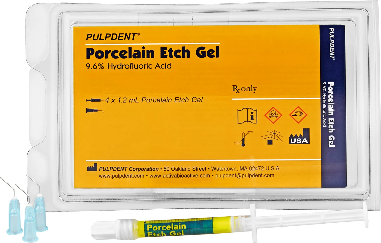 Porcelain Etch Gel Kit 4 x 1,2 ml Gel-Spritzen, 8 Applikationsspitzen