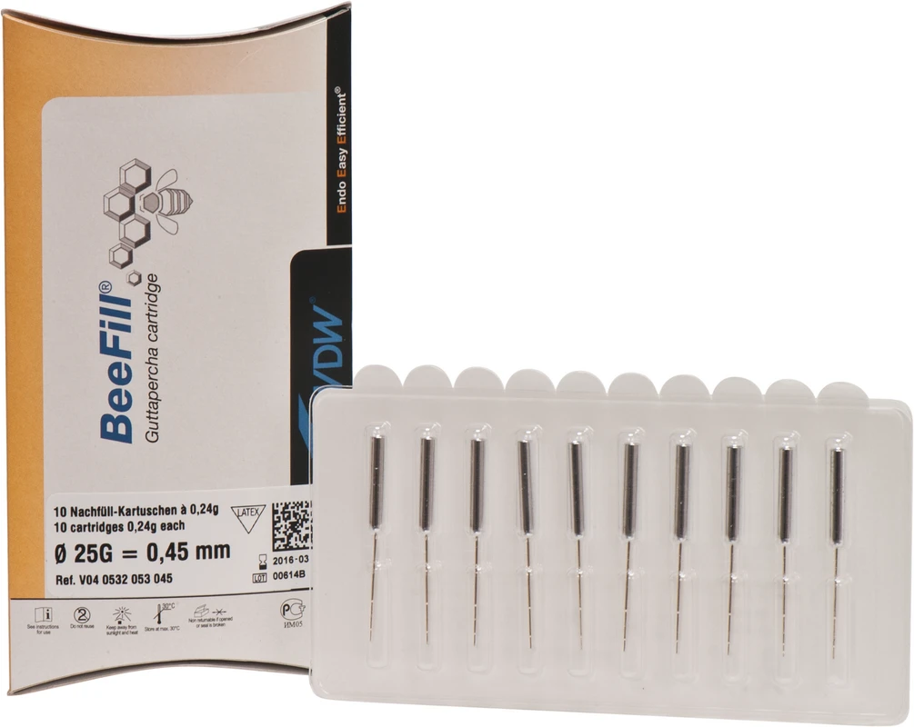 BeeFill Guttapercha Kartuschen Packung 10 x 0,24 g Kartuschen, &Oslash; 0,45 mm