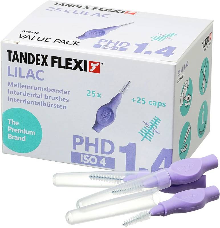 FLEXI® Interdentalbürsten PHD Value Pack 25 Stück lilac, PHD 1.4 (Ø 0,8 mm), ISO 4