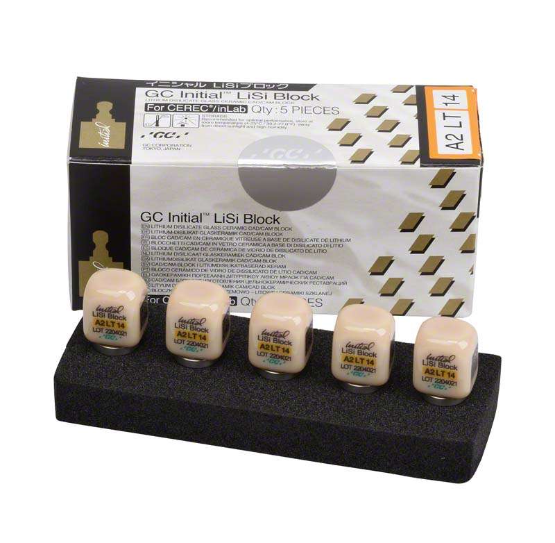 GC Initial™ LiSi Block für CEREC Packung 5 Stück Größe 14, A2 LT