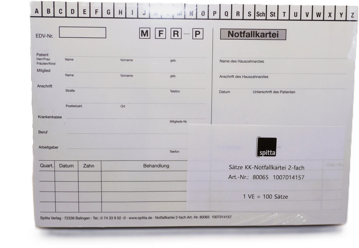 Notfallkartei 2-fach Spitta Verlag
