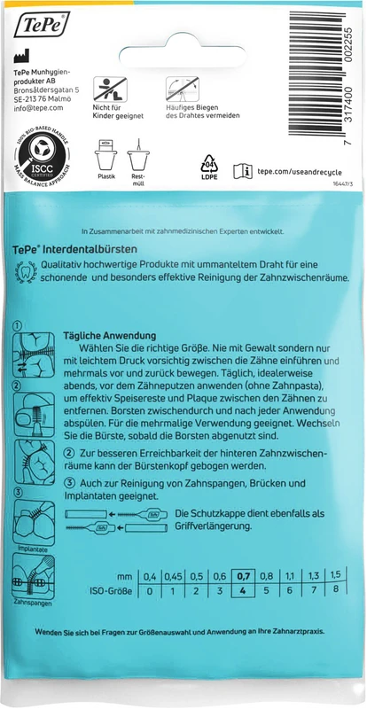 TePe® Interdentalbürsten Original Packung 8 Stück gelb, Ø 0,7 mm