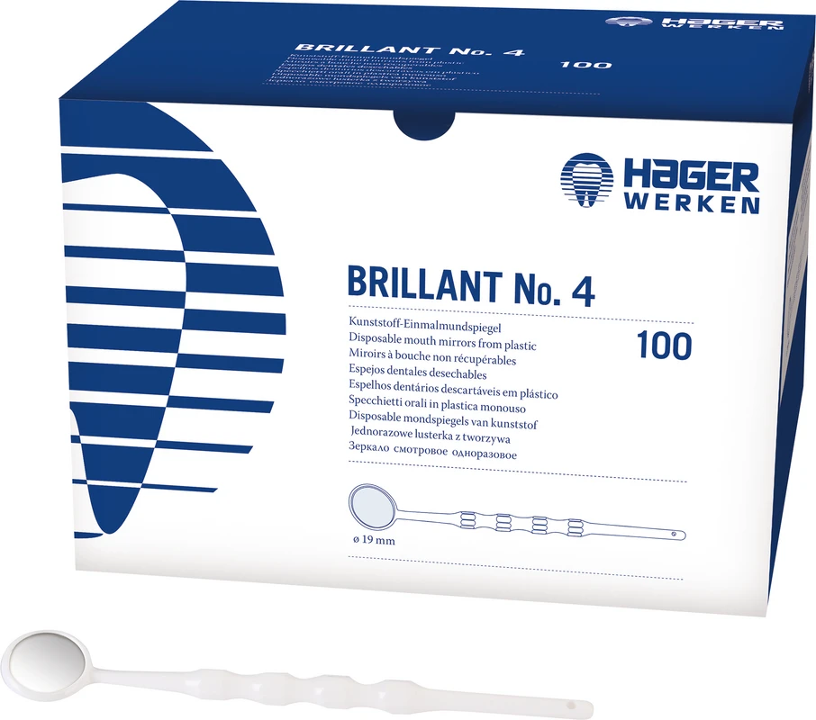 BRILLANT Mundspiegel Packung 100 Stück Größe 4, Ø 19 mm BRILLANT Mundspiegel Hager & Werken