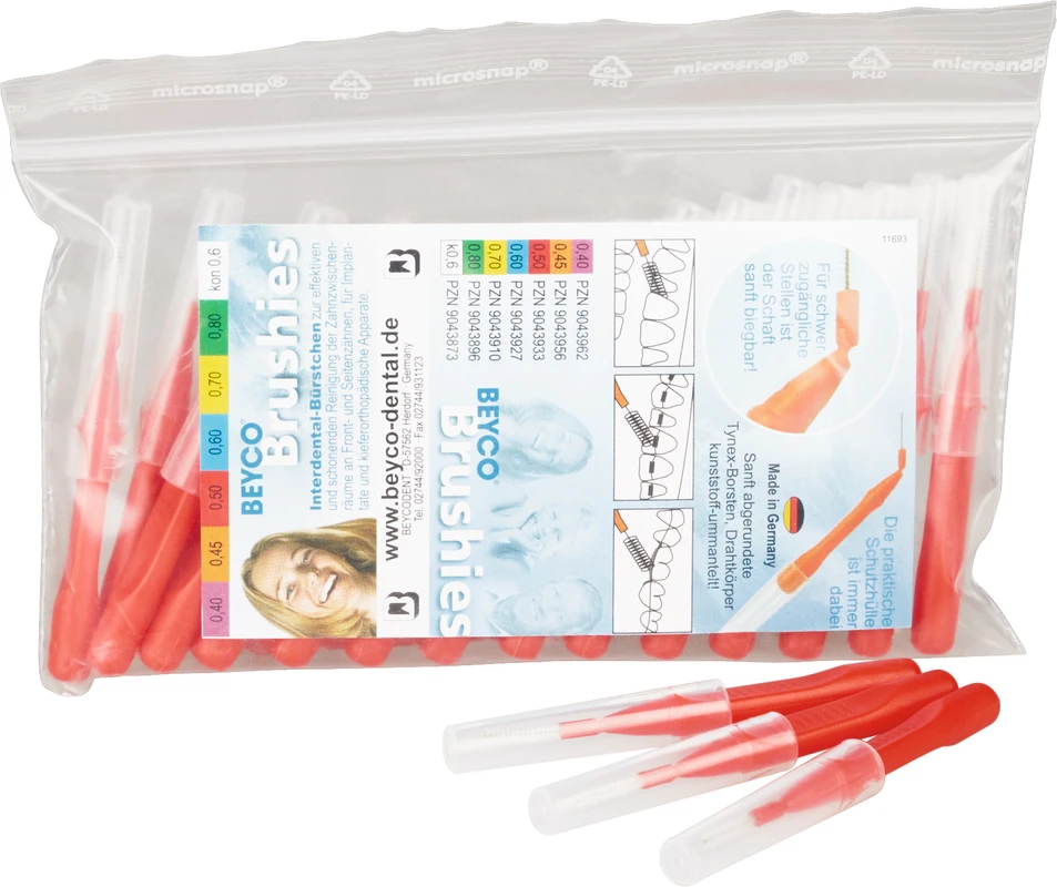 Beyco Brushies Sparbeutel 25 Stück rot Ø 0,5 mm