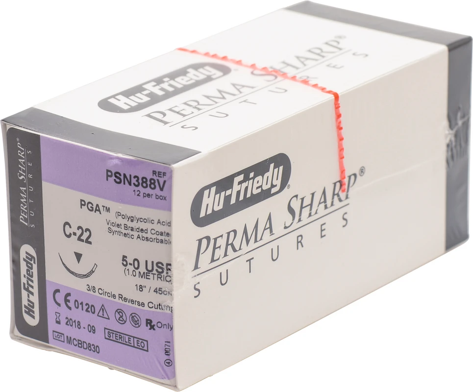 Perma Sharp™ PGA Packung 12 Stück violett, 45 cm, C-22, 3/8 Kreis, schneidend, Rückstich, 16,2 mm, USP 5/0