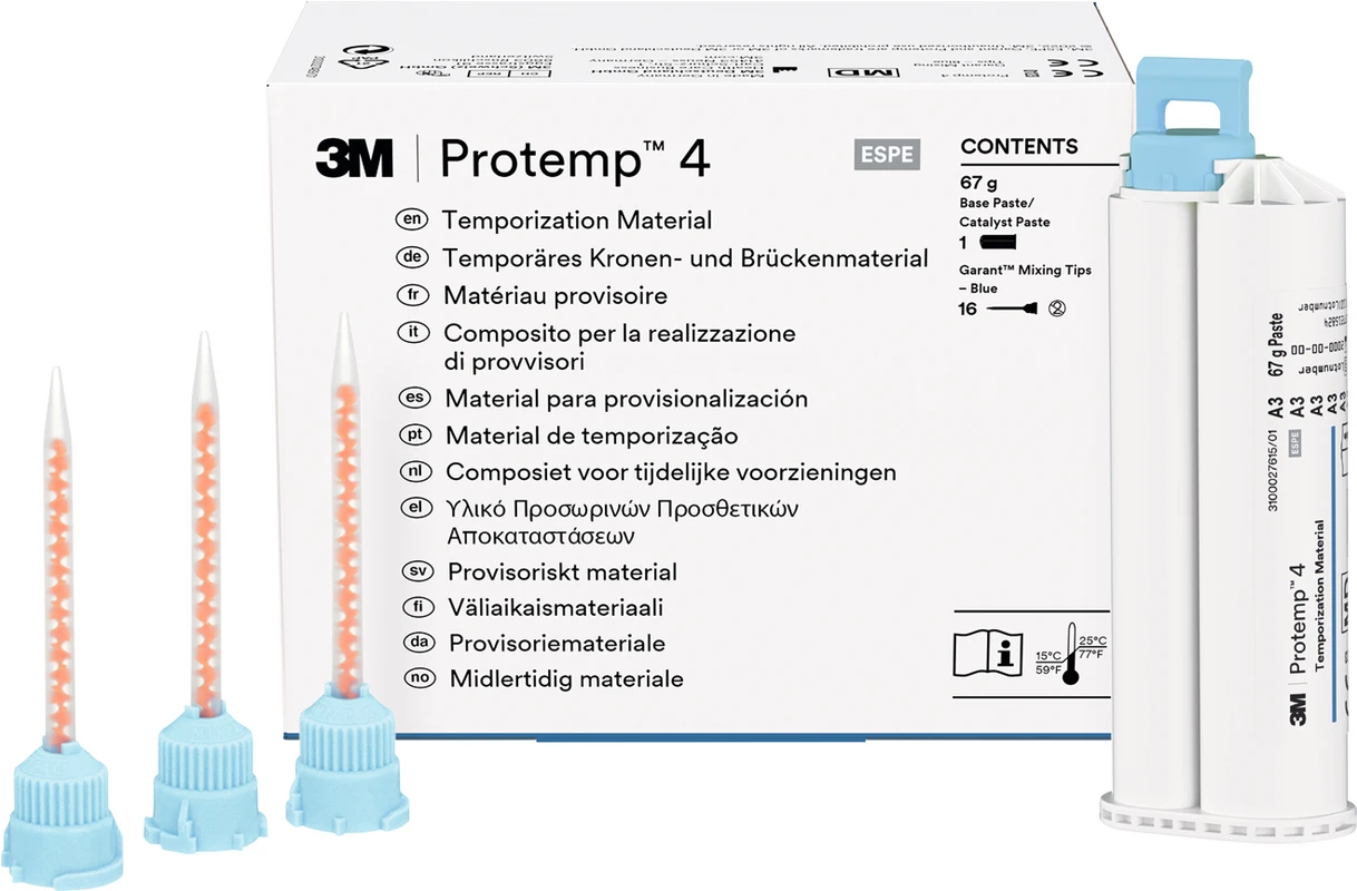 Solventum™ Protemp™ 4 Packung 50 ml Kartusche A3, 16 Mischkanülen blau