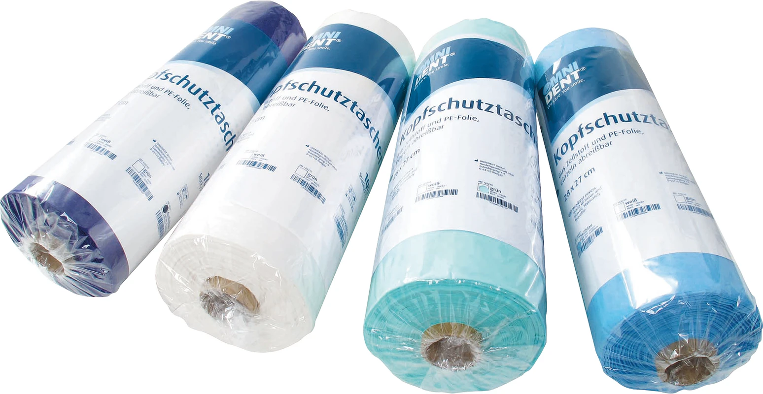 Kopfschutztaschen Rolle 100 Stück dunkelblau, 28 x 27 cm Kopfschutztaschen OMNIDENT