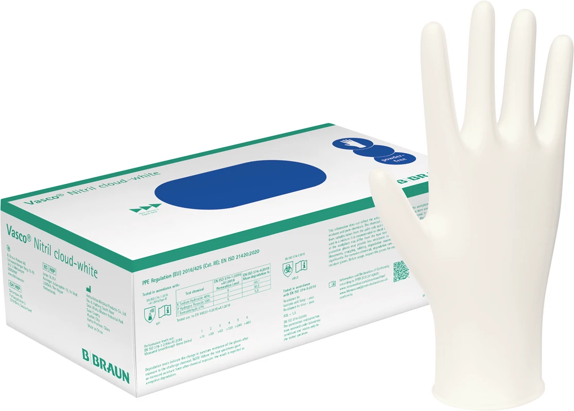 Vasco® Nitril cloud-white Packung 150 Stück puderfrei, cloud-white, S
