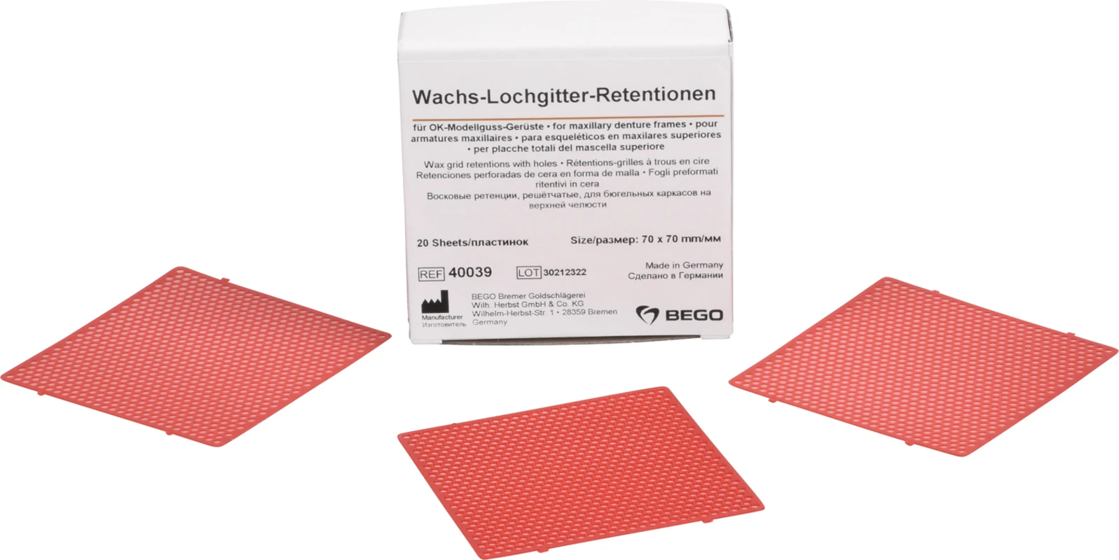 Wachs-Lochgitter-Retentionen Packung 20 Stück