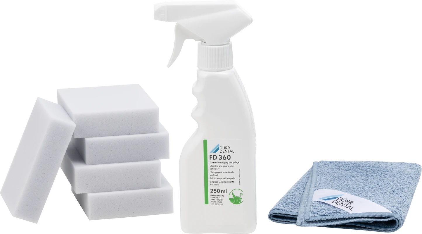 FD 360 Kunstlederreinigung und -pflege Set 250 ml Flasche FD 360, 1 Spezialtuch, 5 Spezialschwämme