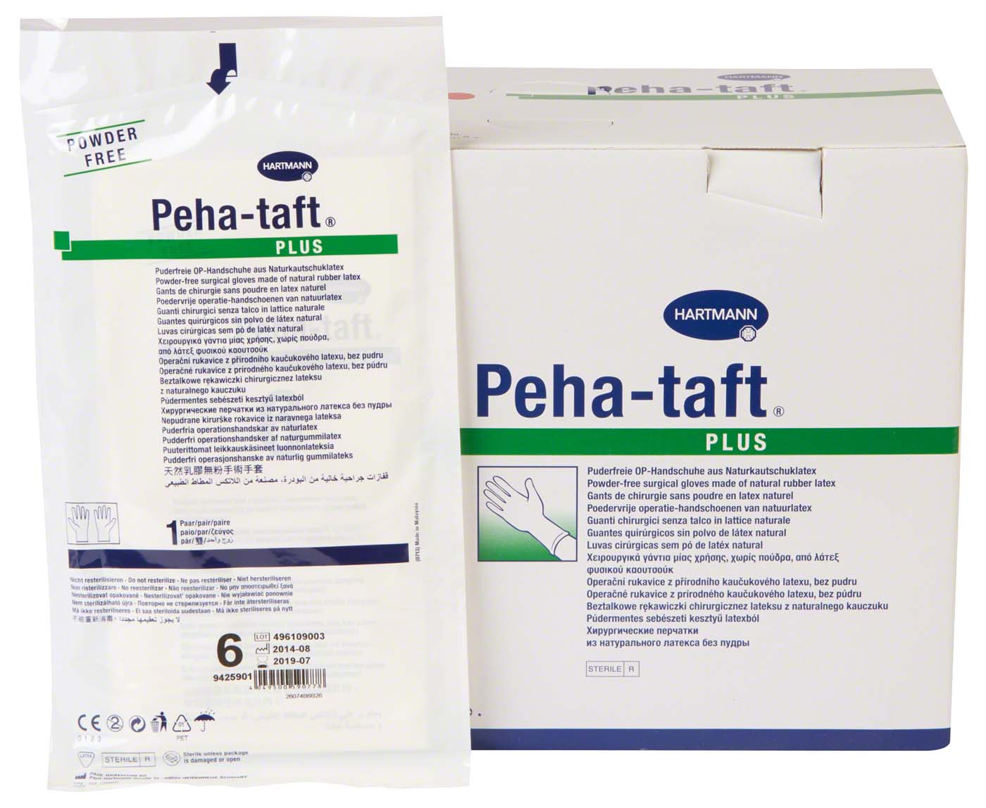Peha-taft® latex Packung 50 Paar puderfrei, weiß, Größe 6 Peha-taft® Latex POWDERFREE HARTMANN