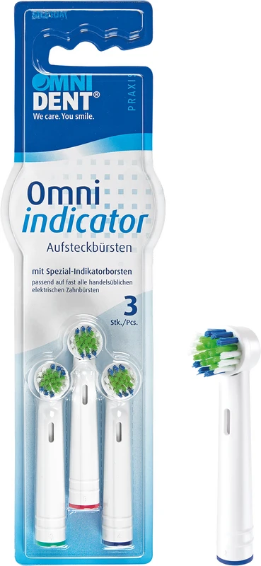 Omni Indikator Aufsteckzahnbürsten Packung 3 Stück medium