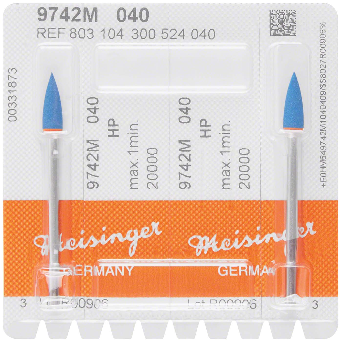 Diamantpolierer 9742 Packung 2 Stück blau mittel, HP, Figur 243, 13 mm, ISO 040 Diamantpolierer 9742 Hager & Meisinger