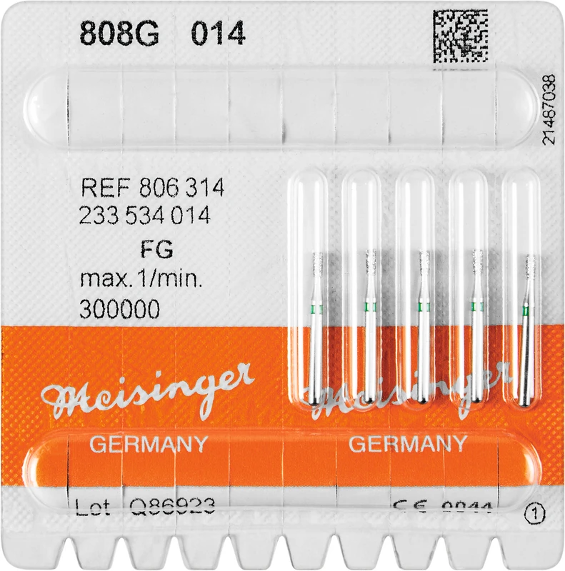 Diamanten 808 Packung 5 Stück grün grob, FG, Figur 233 Birne, 3 mm, ISO 014
