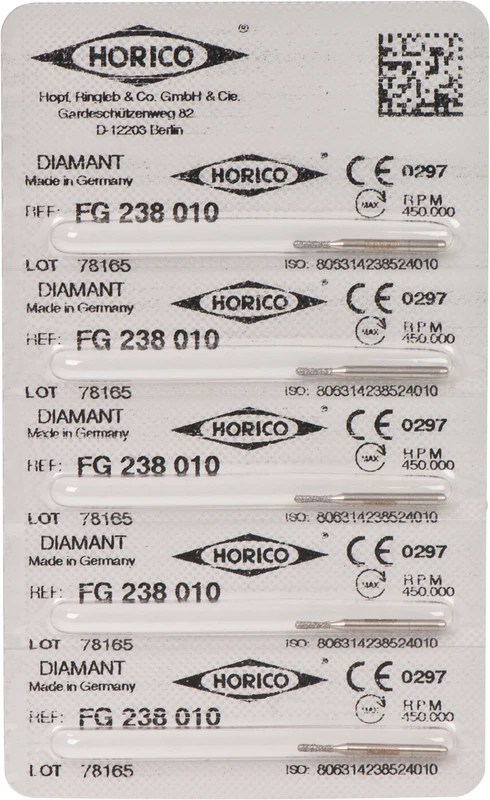 Diamantschleifer 238 Packung 5 Stück FG, Figur 238, 4 mm, ISO 010