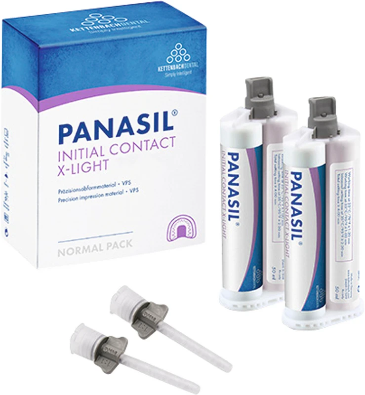 Panasil® initial contact X-Light Packung 2 x 50 ml Doppelkartusche, 8 Mischkanülen grau