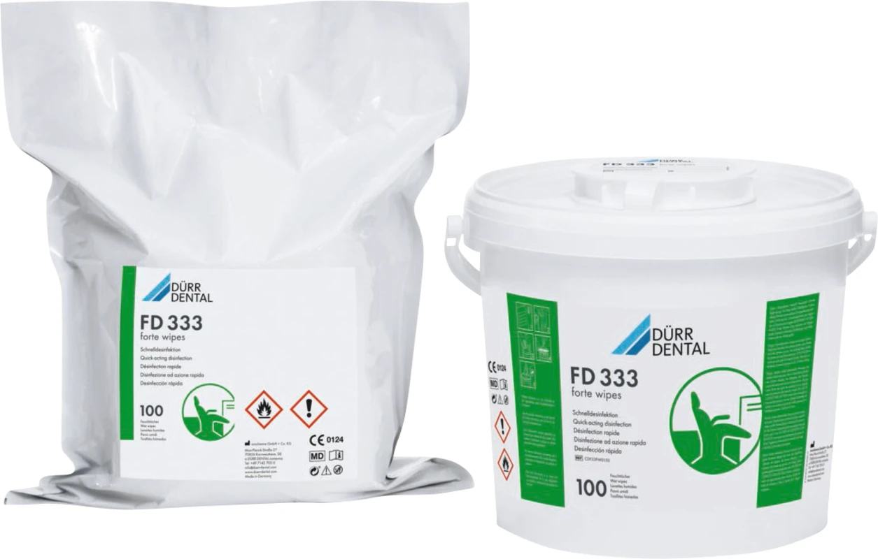 FD 333 forte wipes Flächen-Desinfektion Basisset 100 Stück inklusive 1 Spenderbox FD 333 forte wipes Flächen-Desinfektion Dürr Dental