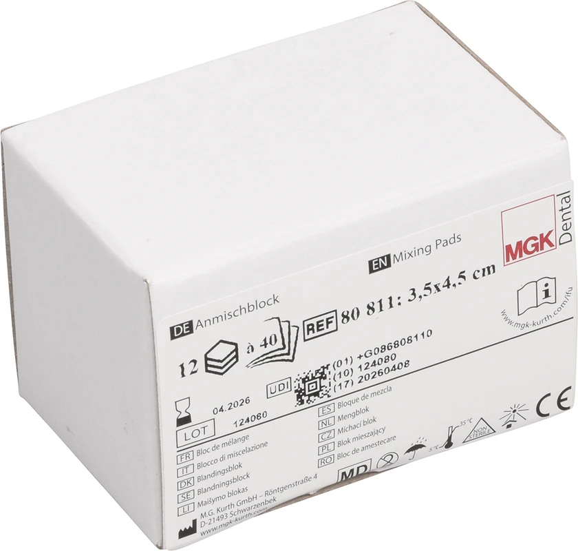 Anmischblöcke Packung 12 Blöcke klein, 40 Blatt, mattiert, zweineinhalbseitig geblockt, 3,5 x 4,5 cm