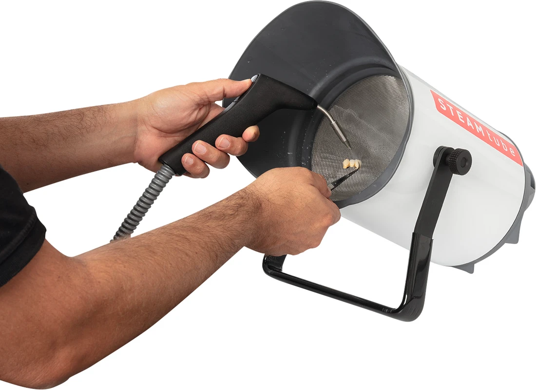 STEAM tube Stück Abdampf-Station inklusive Schmutzspatel, Ablaufschlauch, 2 Verschlussstopfen, QSG