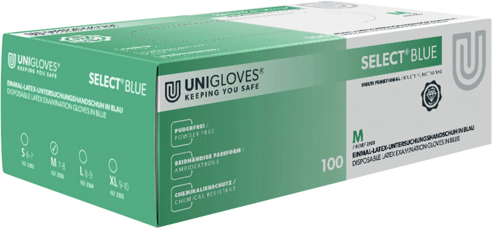 SELECT® BLUE Packung 100 Stück puderfrei, blau, M