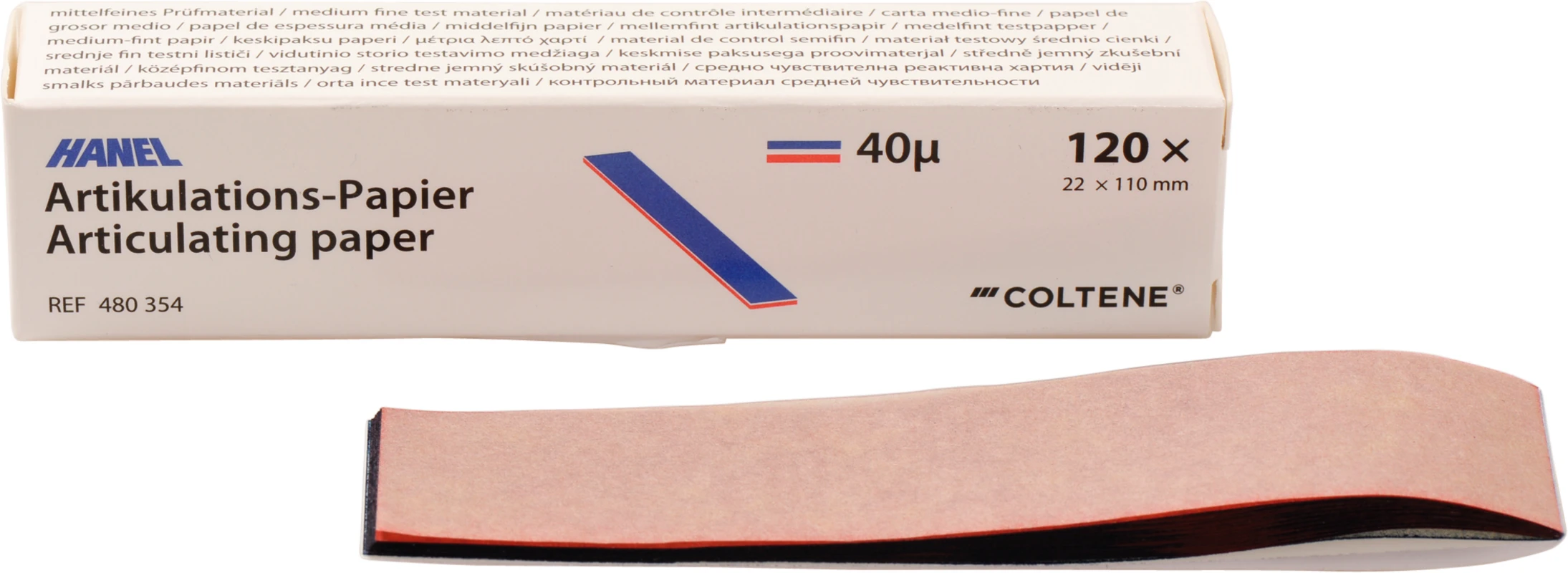 HANEL Artikulations-Papier 40 µm Packung 120 Blatt Streifen blau/rot, 40 µm