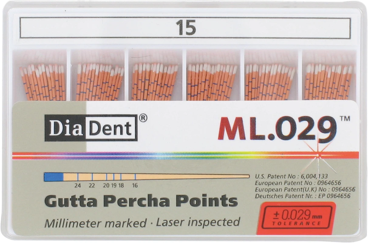 DiaDent® ML.029™ Gutta Percha Points Packung 120 Stück ISO 015