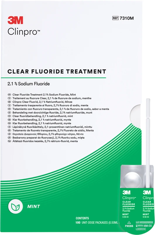 Clinpro™ Clear Fluorid Packung 100 x 0,5 ml Mint, Zubehör