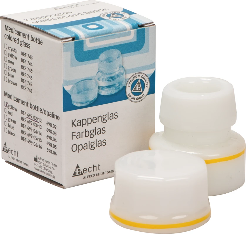 Kappengläser aus Opalglas Stück mit gelbem Ring