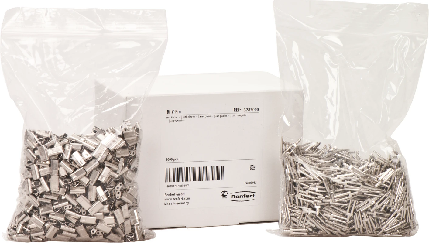 Bi-V-Pin Packung 1.000 Stück Metall, Kopf 2 mm, Stiftlänge 12,5 mm, Kopflänge 5,5 mm, Breite 3,6 mm
