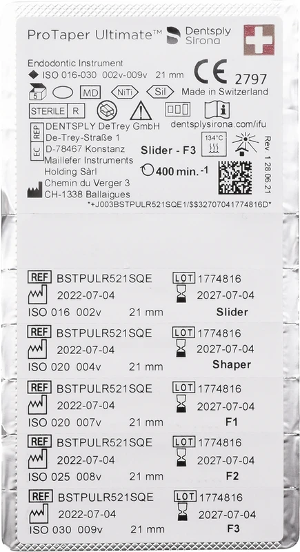 ProTaper Ultimate™ Sortiment 5 Stück 21 mm (Slider, Shaper, F1, F2, F3)