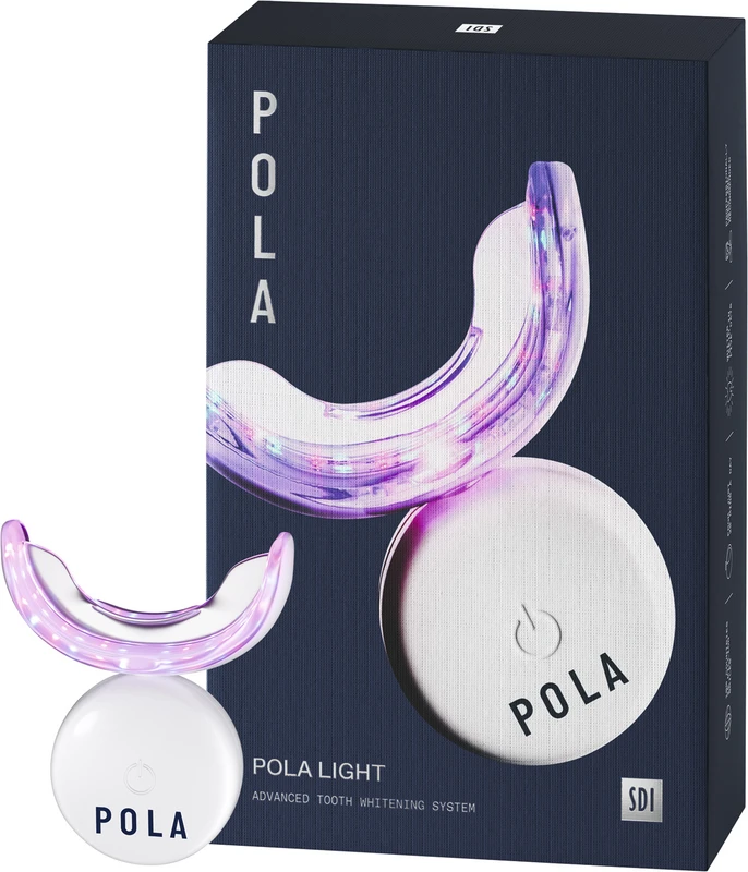 POLA LIGHT Packung Pola LED Mundstück, 4 x 3 g Zahnaufhellungsspritzen, USB-Kabel, Bedienungsanleitung