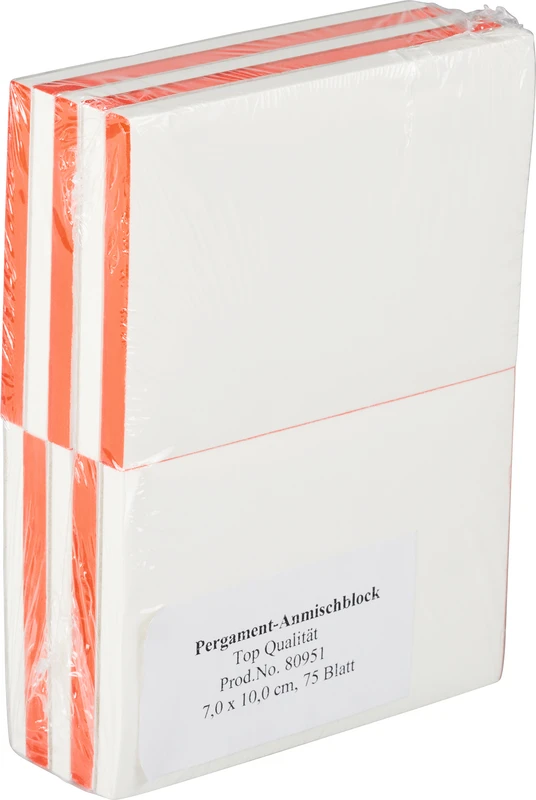 Anmischblöcke Packung 10 Stück mittel, 75 Blatt, Pergament, zweiseitig geblockt, 7 x 10 cm