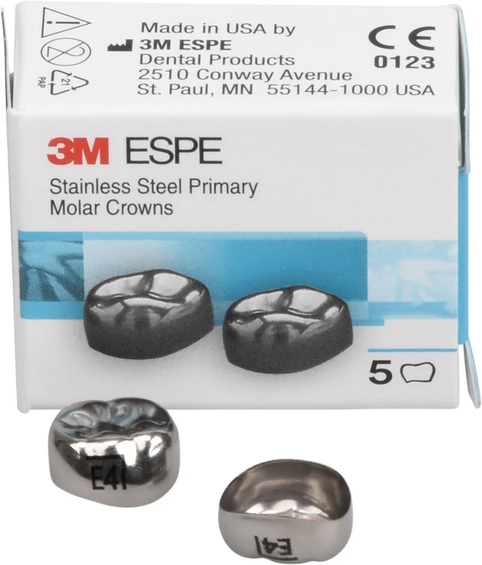 Edelstahlkronen Packung 5 Stück E-LR-4, für Milchmolaren