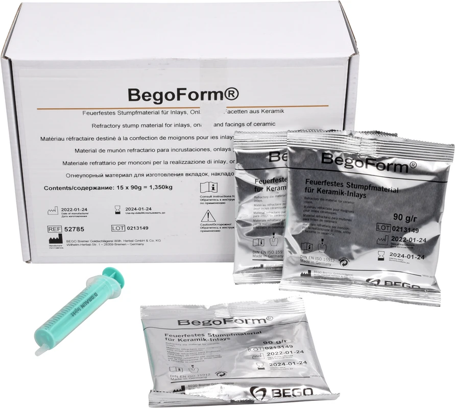 BegoForm® Karton 15 x 90 g Beutel, 1 Dosierspritze
