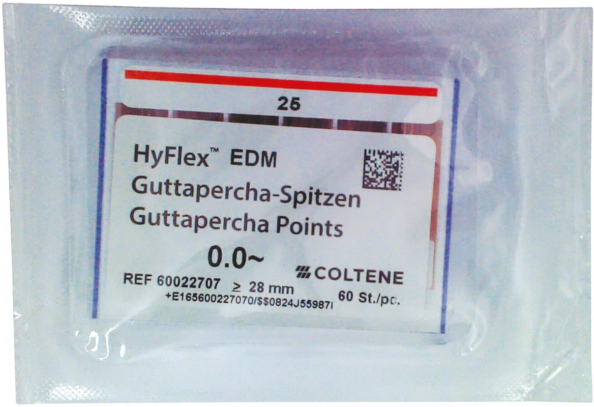 HyFlex™ EDM Guttapercha-Spitzen Packung 60 Stück One File, ISO 025