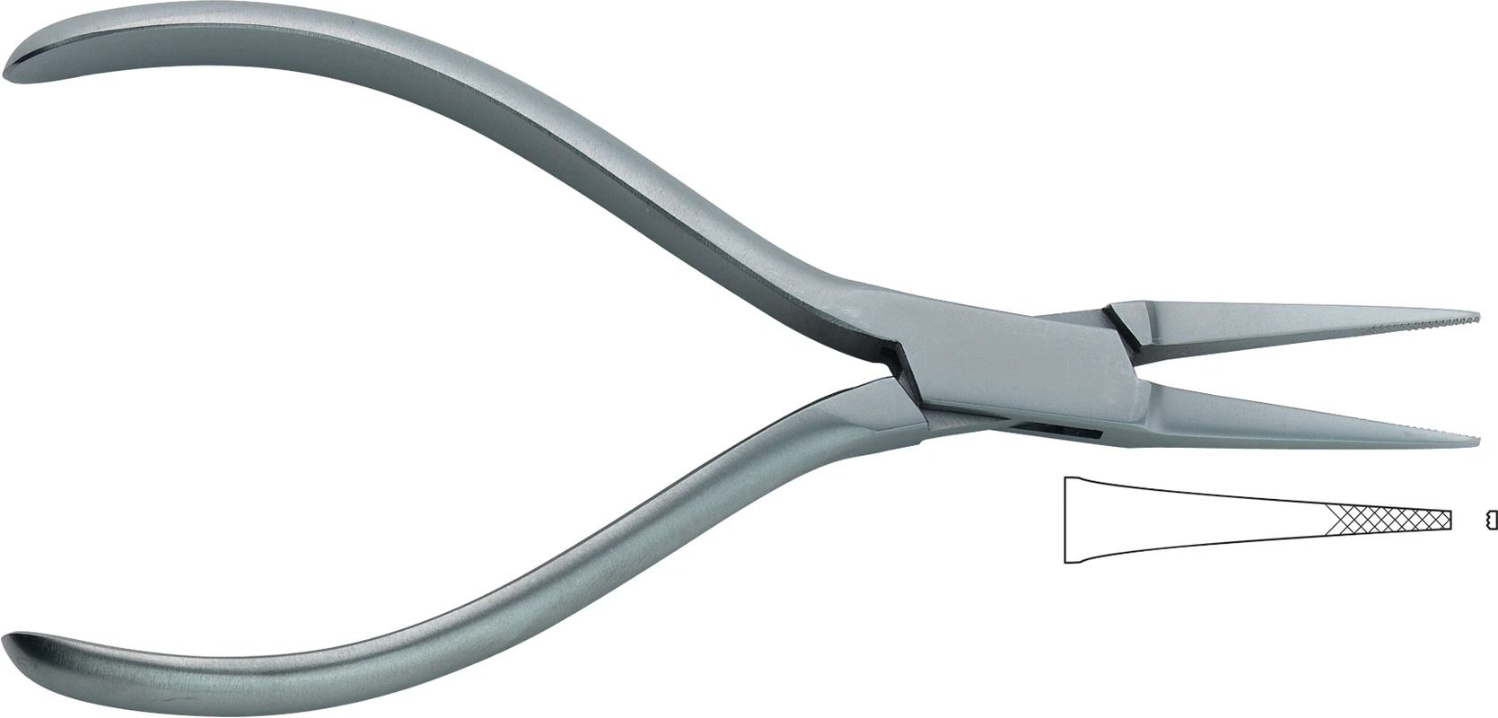 Flachzange Stück 47-518-14-07, schmal, gerieft, Länge 145 mm