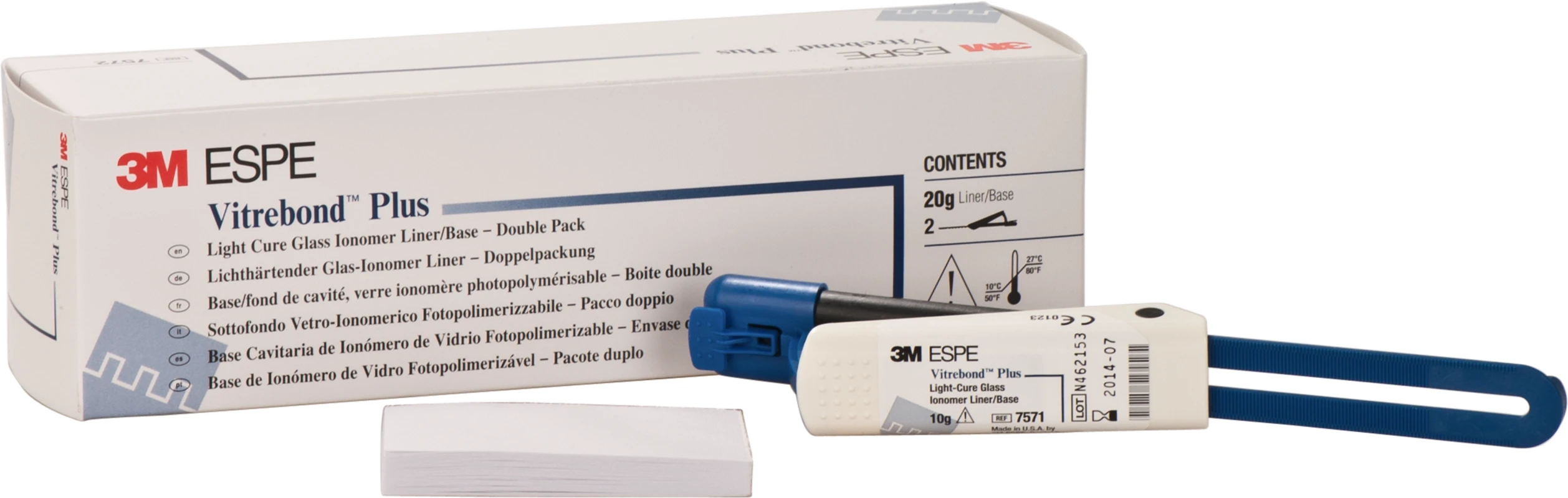 Vitrebond™ Plus Packung 2 x 10 g Clicker, 1 Anmischblock