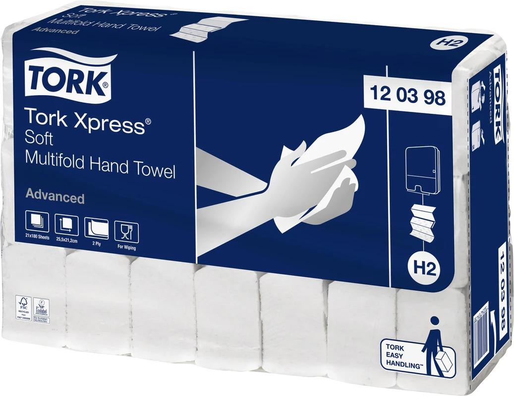 TORK® Xpress® Multifold (Interfold) Handtücher H2 System Karton 21 x 180 Stück 2-lagig, weiß