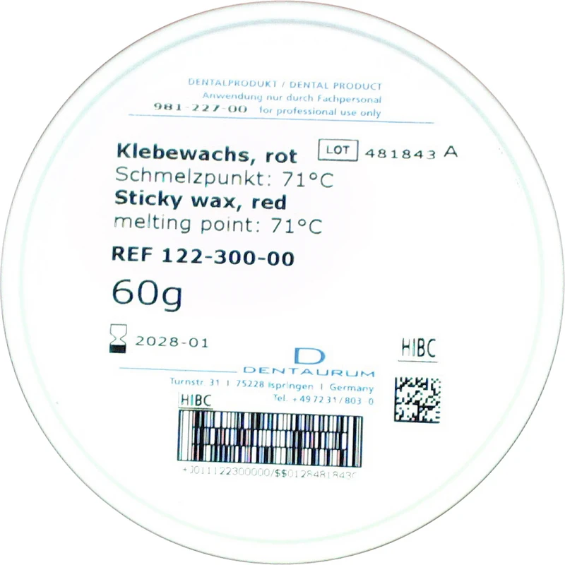 Klebewachs Dose 60 g rot Klebewachs Dentaurum