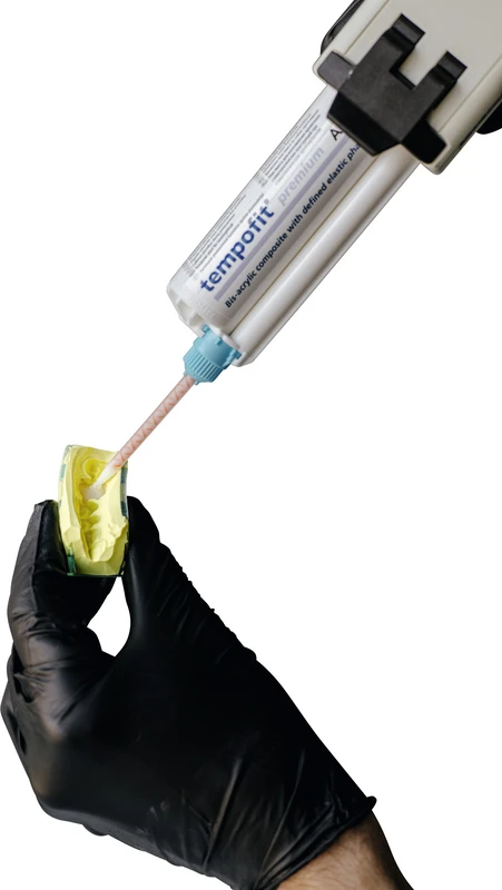 tempofit® premium Standardpackung 50 ml Doppelkartusche A3,5, 10 Mischkanülen blau