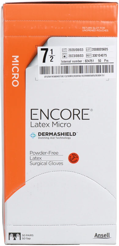 ENCORE® Latex Micro Packung 50 Paar puderfrei, braun, Größe 7,5 ENCORE® Latex Micro Ansell