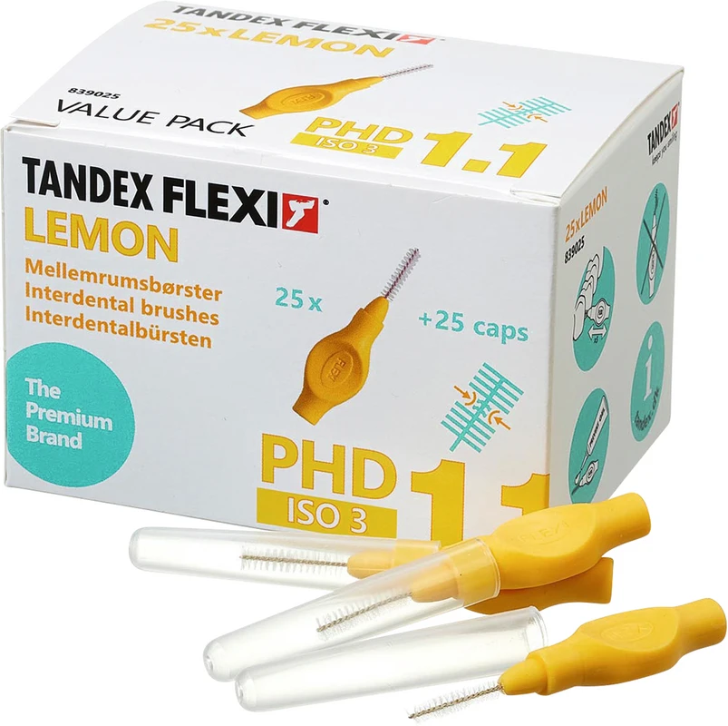 FLEXI® Interdentalbürsten PHD Value Pack 25 Stück lemon, PHD 1.1 (Ø 0,7 mm), ISO 3