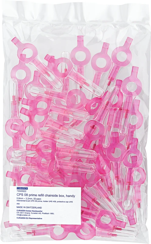 CURAPROX CPS prime handy Beutel 50 Stück 08 pink, Ø 3,2 mm, vormontiert