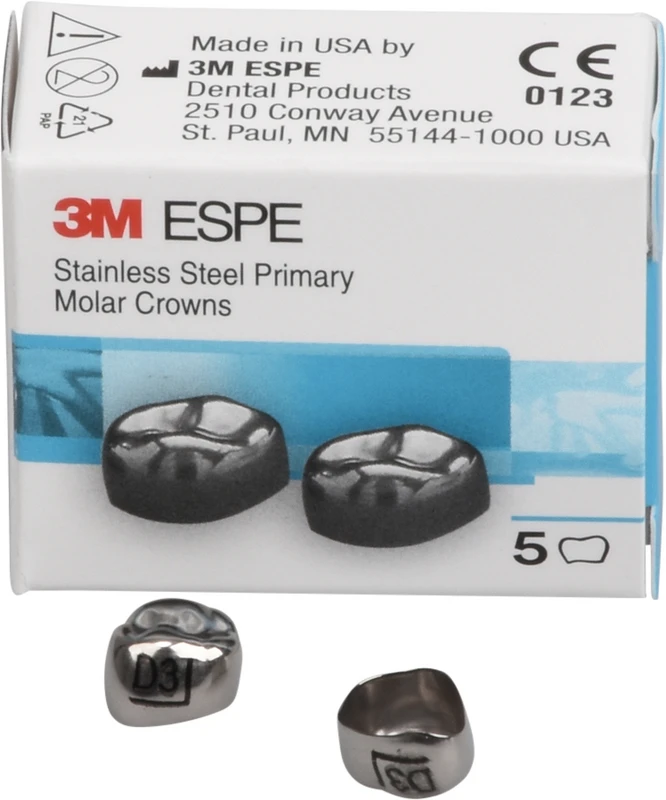 Edelstahlkronen Packung 5 Stück D-UR-3, für Milchmolaren