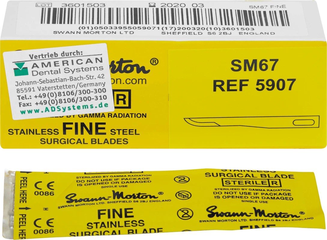 Swann Morton Skalpellklingen Packung 25 Stück Figur SM67