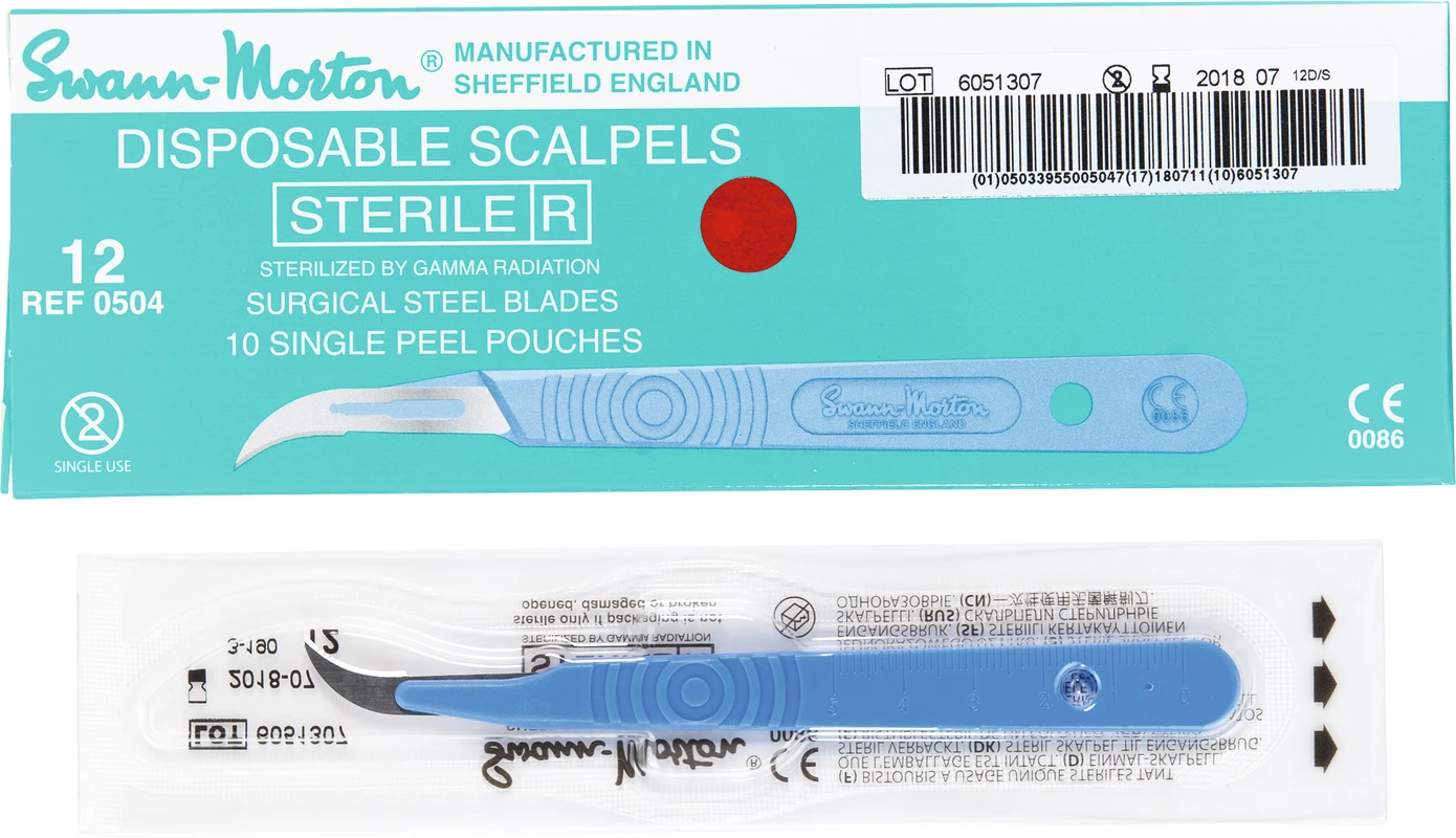 Swann-Morton® Skalpellklingen Packung 10 Stück Nr. 12 + Grip