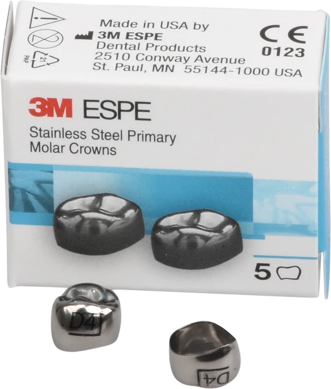 Edelstahlkronen Packung 5 Stück D-UR-4, für Milchmolaren