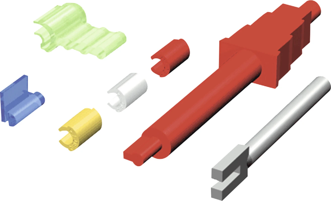 PRECI-VERTIX P Combi-Set 2 abgeschrägte Patrizen, 6 Matrizen (gelb, weiß, rot), 2 Kunststoffgehäuse, 1 Eindrückstift, 1 Parallelhalter