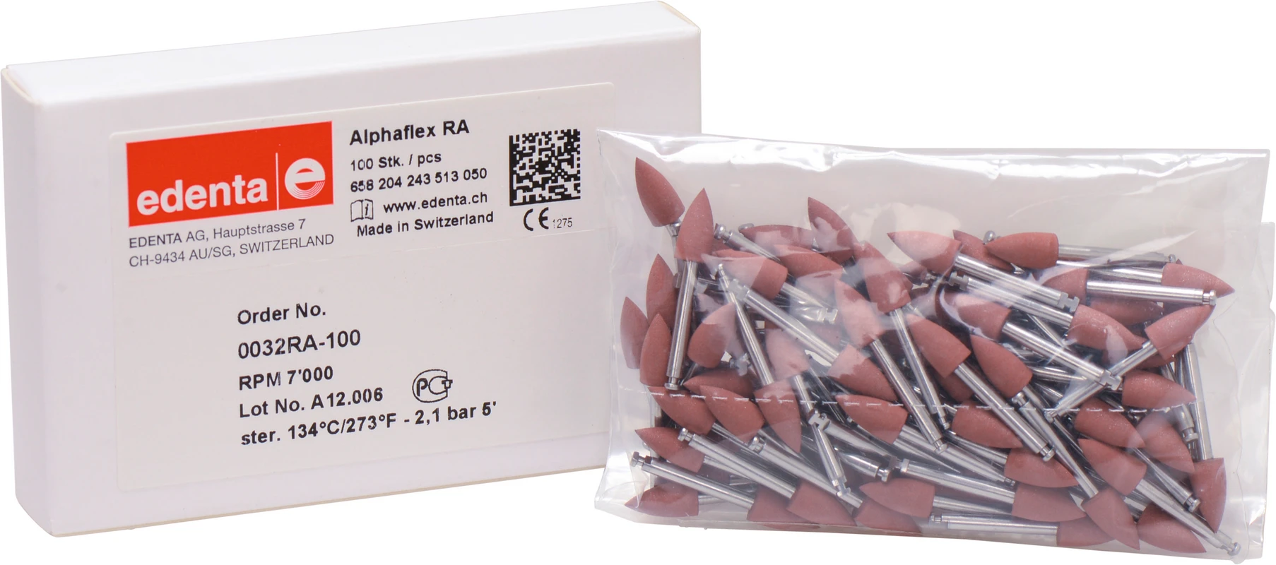 Alphaflex Packung 100 Stück braun, RA, Figur 243, 6 mm, ISO 050